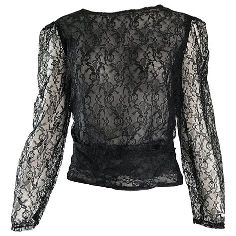 black sheer chiffon chanel vintage blouse|chanel blouses vintage.